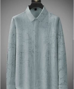 Men's Exclusive Grey Cotton Fabric Italian Crush Shirt