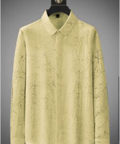 Men's Exclusive Yellow Cotton Fabric Italian Crush Shirt