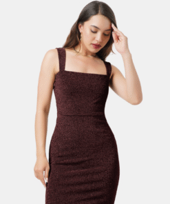 Glamorous Sleeveless Shimmer Gown - Wine