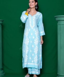 Modal  Solid Women's 2PC Long Kurta Set - Blue