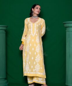 Modal  Solid Women's 2PC Long Kurta Set - Yellow