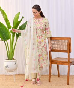 Lemon Yellow Ikat Inspired Salwar Kurta Set with Dupatta